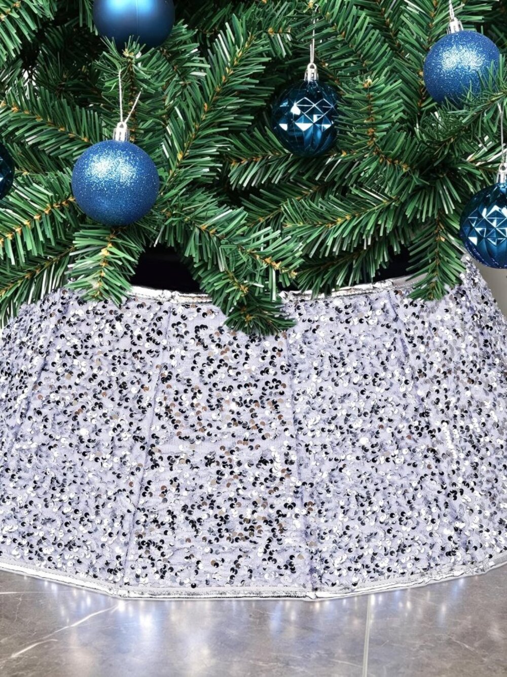 Christmas Tree Collar, Sequin Christmas Tree Skirt, Foldable Xmas Tree Ring, Xma